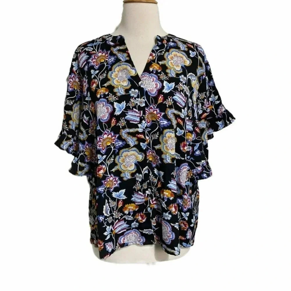Maggie & Max XL  black‎ multicolor floral tunic